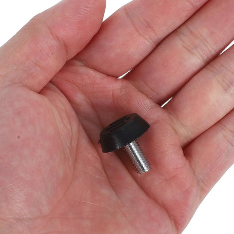 16 Pack Adjustable Furniture Feet Levelers for chairs and tables, metal and plastic construction for stable leveling, in hand view.