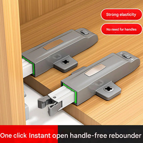 Push Latches With Rebound Locking Device For Cabinets And Drawers installed on wooden furniture