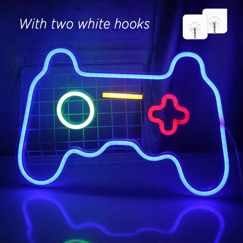 LED Gamer Neon Sign For Game Room Decor, 16x11 Inch Neon Wall Light With Acrylic Backboard, USB Powered 5V, with reusable hooks