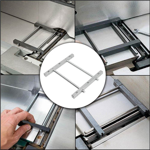 Magnetic Jointer Knife Setting Jig For 4 To 8 Inch Jointer Blades, Easy Quick Install, shown in use on jointer and planer.