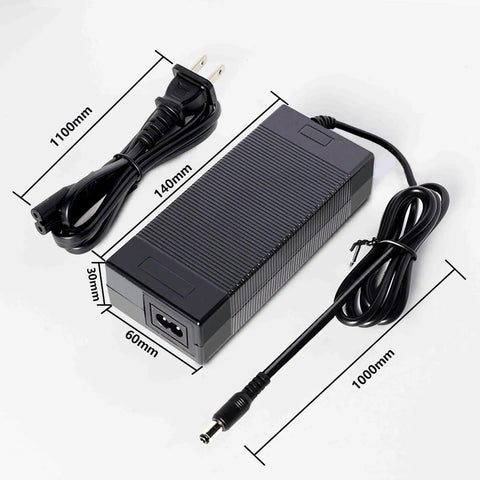54.6V 1.5A UL Certified Electric Scooter And E Bike Charger with plug and cable, dimensions labeled