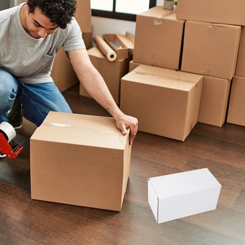 White Corrugated Shipping Boxes Regular Box Shape 10 Pack Heavy Duty Stackable Durable Cardboard Packaging For Shipping
