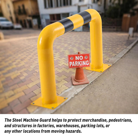 Beefy Heavy Duty Steel Machine Guard Barrier For Industrial Safety Rail 36 Inch Length By 24 Inch Height in a parking area