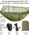 Go-To Portable Camping Hammock With Mosquito Net For Outdoor Adventures, Lightweight And Compact Hammock Tent, Green