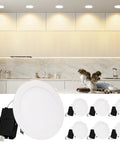 Premium Series 8 Inch Ultra Thin LED Recessed Ceiling Light With J Box Dimmable 18W 3000K Warm White CRI90 in modern kitchen