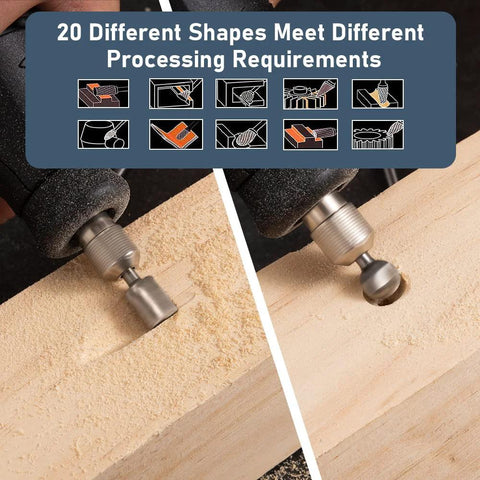 Engraving router bit set, 20-pc HSS with 1/8 in shank for woodworking and carving