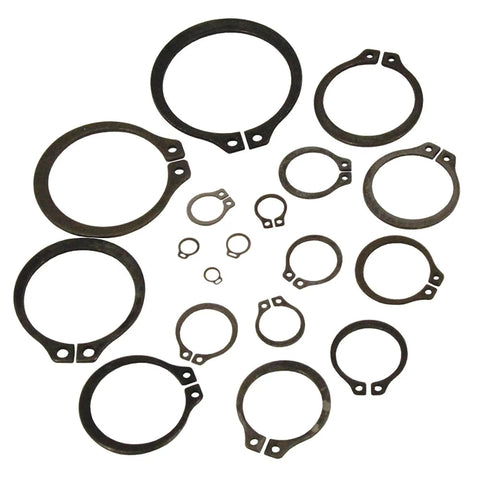 OEM Grade Snap Ring Kit 300 Piece Set, 18 Sizes From 1/8 To 1-1/4 Inch, various rings displayed
