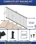 Top Shelf Aluminum Stair Railing Kit For Outdoor Decks And Porches Thirty Six By Seventy Two Inch Modular Handrail Set steps with complete hardware.