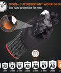 Two Pairs A9 Cut Resistant Work Gloves For Men With Touchscreen Capability Reinforced Thumb And Premium HPPE Steel Fiber Blend