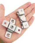 360 Degree Rotating Stainless Steel Concealing Hinges for Door Pivot Easy Install Rust Resistant and Corrosion Proof Heavy Duty 2 Pack for Secure Door Movement Itrolle shown in hand, detailing design and material.
