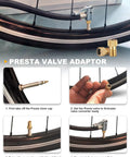 20 Inch Tire Inflator Hose Adapter with Lock On Air Chuck for Presta and Schrader Valves converting nuts included