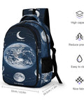 Moon Phases Space Astronomy Backpack Dope Printed Unisex Daypack With Large Capacity Durable Polyester For School Travel And Everyday Carry