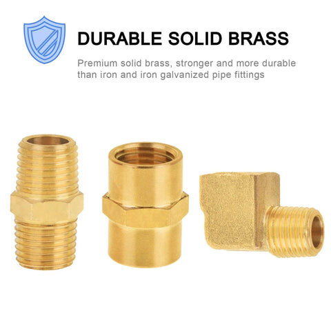 SUNGATOR brass 1/4 in pipe fittings kit: 90-degree street elbow with hex nipples (male and female)