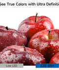 Comparison of apples under low LED vs Ultra Bright 150W Equivalent LED Bulb 2500 Lumen A21 Daylight 5000K