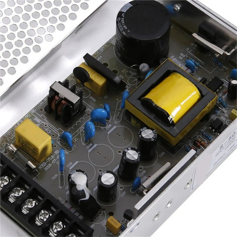 S-50 Series 50W 12V AC To DC Switching Power Supply For Industrial Use, Compact Durable Design, Reliable 12V DC Output, Easy Install For Robotics, Automation, LED Lighting And Other 12V Applications. Internal PCB with transformer and terminal block