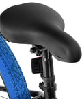Close-up of seat and blue tire on 24 Inch Kids Freestyle BMX Bike For Beginners For Boys And Girls Aged 7 To 12, Durable Hi Ten Steel Frame