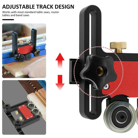 Table Saw Push Block With Bearing Stock Roller Aluminum Alloy Wheel System And Polyurethane Wheels for guide roller use