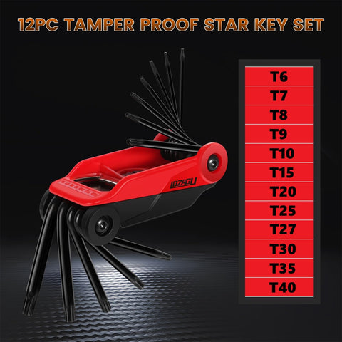 12 Pack Tamper Proof Star Torx Key Set With Folding Design T6 To T40 Chrome Vanadium Security Keys For DIY Projects