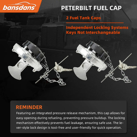 2 Pack 4 Inch Locking Diesel Fuel Cap For Peterbilt Trucks Lever Style Aluminum Fuel Tank Cap With Key Fits 330 379 389 579 587 And More Secure Fuel Access