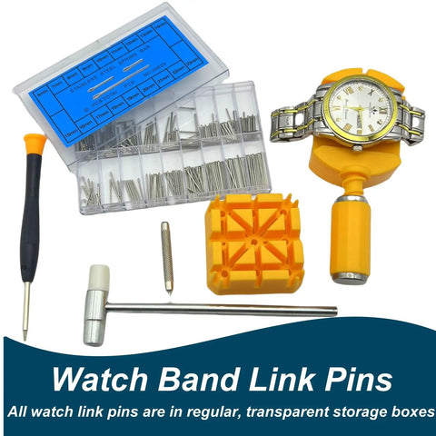 360 Piece Stainless Steel Watch Link Pins Set With 6mm To 23mm Assortment And Clear Storage Case For Watch Bands The Ultimate DIY Kit For Watchmakers And Enthusiasts with watch repair tools.
