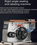 Straight Up Durable Corner Sealing Labeling Machine, Semi Automatic Right Angle Applicator Built To Last, showing steel structure and control panel.