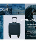 Underseat Carry On Luggage With Wheels Lightweight Softside Travel Bag 14.5 Inch Spinner Suitcase For Men And Women, Nautical Blue