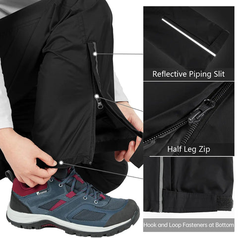Detail of Women's Lightweight Waterproof Rain Pants With Mesh Lining For Breathability Fully Sealed Seams Windproof Outdoor