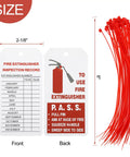 50 Pack Fire Extinguisher Tags With Adjustable Wire Ties 4 Point 2 By 2 Point 1 Inches Waterproof For Monthly Inspections Indoor And Outdoor Use No Fuss Hang Tags And Keep Recharge And Inspection Records shown with red ties
