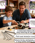 Father and son using Pro 8-Piece Metric Hex Key Set With L-Shaped Allen Wrenches And Key Ring, 1.5-6mm Sizes, for DIY model car assembly.