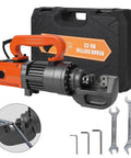 Powerful 1350W Electric Hydraulic Rebar Cutter With 7/8 Inch Max Cutting Capacity And Built In Blades in rugged carry case.