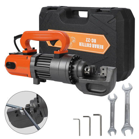 Powerful 1350W Electric Hydraulic Rebar Cutter With 7/8 Inch Max Cutting Capacity And Built In Blades in rugged carry case.
