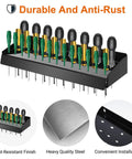 Wall Mounted Screwdriver Holder Rack For Garage, Workshop, Shed, And Home, Vertical Tool Organizer holding screwdrivers
