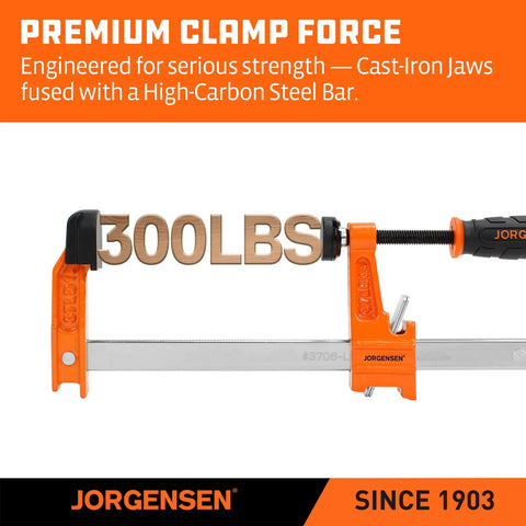 6 Inch Bar Clamp Set 4 Pack Steel F Clamp Light Duty 300 Lbs Load Capacity For Woodworking Metalworking And DIY Projects Image