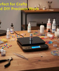 5Pc Calibration Weights Set 1g 2g 5g 10g 20g Premium Chrome Steel for Digital Scale Balance on table with craft supplies
