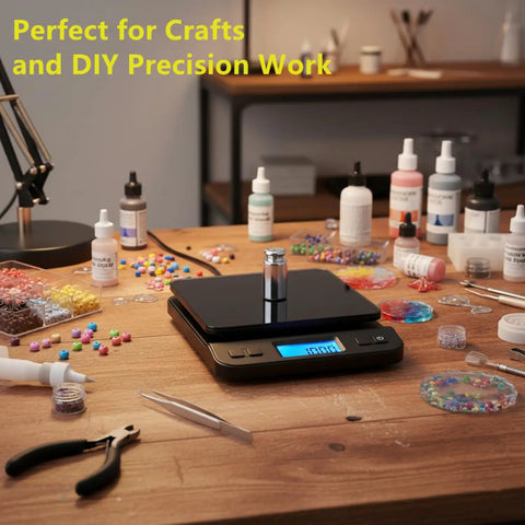 5Pc Calibration Weights Set 1g 2g 5g 10g 20g Premium Chrome Steel for Digital Scale Balance on table with craft supplies