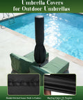 Patio Umbrella Cover For 9 To 12 Ft Market And Patio Umbrellas Waterproof 420D Oxford Fabric With Storage Pouch by pool