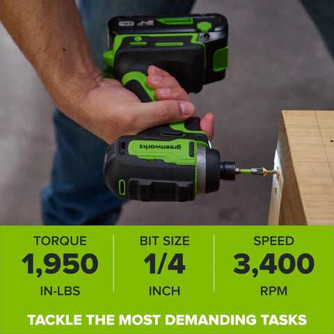 Gnarly 24V Brushless Cordless Impact Driver With Badass 1950 Inch Pound Torque And Fast Swap Hex Collet Two Point Zero Amp Hour Battery Paired With Lightning Fast Usb Charger And Reinforced Braided Cable Built Tough in use during installation
