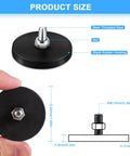Diagram showing Six Pack Black Rubber Coated Neodymium Magnets With 31 Lbs Pull, M6 Threaded Studs Base dimensions and components
