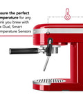 Empire Red Metal Semi Automatic Espresso Machine With Dual Smart Temperature Sensors And 58mm Commercial Grade Portafilter, side view.