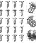Pan Head Wood Screws Stainless Steel Self-Tapping 100-Piece Set For Furniture Assembly And DIY Projects shown with detail views