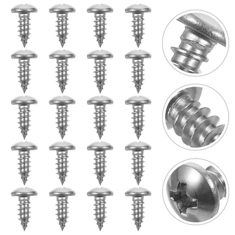 Pan Head Wood Screws Stainless Steel Self-Tapping 100-Piece Set For Furniture Assembly And DIY Projects shown with detail views