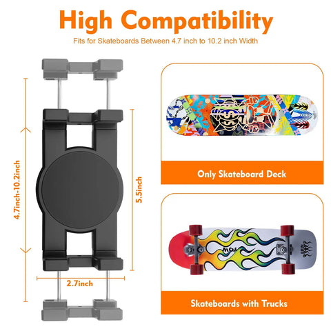 High compatibility of 360 Degree Rotating Skateboard Wall Mount for dope space saving display and extending wall hanger