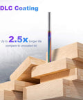 10 Pack CNC Straight Router Bits 1/8 Inch Shank 2 Flute Carbide Straight Milling Cutter with DLC Coating 22mm Cutting Length