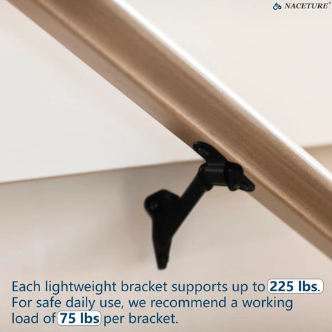 Sturdy 3 Inch Black Handrail Brackets for Stairs Six Pack Heavy Duty Indoor Outdoor Banister Support Easy Install