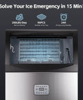 Boss Level Under Counter Ice Maker With 200lbs Per Day Output, 96 Clear Ice Cubes Per Cycle, Quick 7 To 14 Minute Freeze display