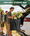 Man carrying portable storage bag for Indoor Outdoor Golf Putting Mat Set For Office And Backyard Dope Practice Game