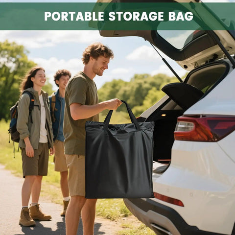 Man carrying portable storage bag for Indoor Outdoor Golf Putting Mat Set For Office And Backyard Dope Practice Game