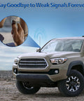 Go-To Dual Band Vehicle Ham Radio Antenna With Ground Planes Magnetic Base Mount installed on a truck with a 42 cm whip.