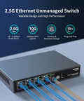 18 Port 2.5G Ethernet Switch With 2x 10G SFP Plus Uplinks Unmanaged No-Fuss Plug and Play Network Switch with cables connected