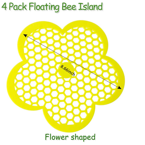 Floating Bee Island Kit For Garden And Pool 4 Pack, 8.66 Inch EVA Foam Bee Watering Station with Flower Float, top view